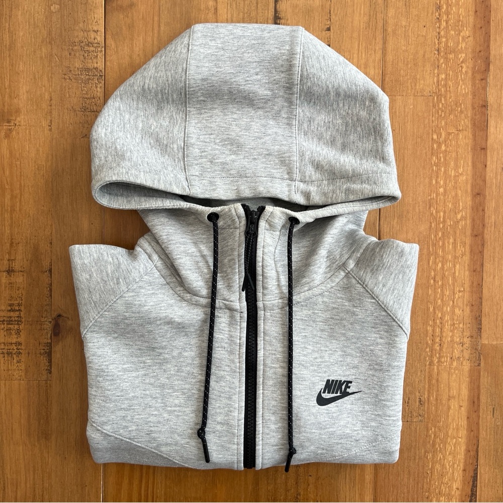 Nike Men’s Tech Fleece Raglan Double Zip Hoodie light Heather Grey Black XL